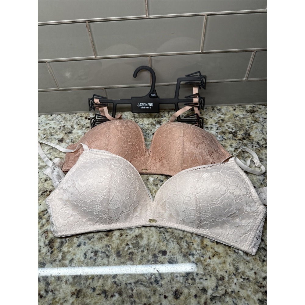 Jason Wu New Set Of Two 36 B Pink Bras Simple Lift Lace Unlined No Lift No Wire
